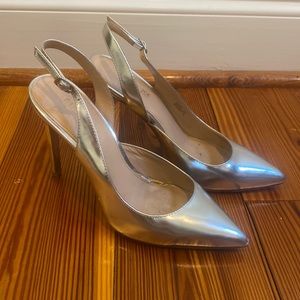 Rachel Zoe silver sling back heels